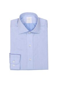 חולצה אלגנטית לגבר בצבע תכלת בדיגום עצם דג  צוארון פתוח 100% כותנה סופימה ללא גיהוץ