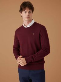 סריג לגבר בצבע בורדו צוארון עגול 100% כותנה מצרית סופימה