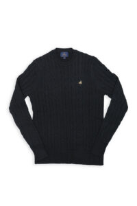 סריג לולאות לגבר בצבע שחור צוארון עגול