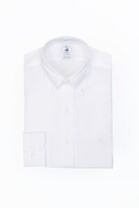 חולצת אוקספורד לגבר בצבע לבן XSF עם לוגו פורור בצבע לבן ללא גיהוץ גזרה צרה במיוחד