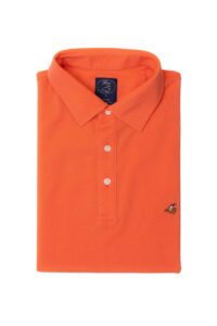 חולצת פולו לגבר שרוול קצר בצבע כתום 100% כותנה