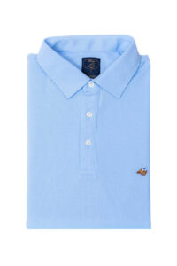 חולצת פולו לגבר שרוול קצר בצבע תכלת עתיק 100% כותנה