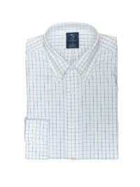 חולצה אלגנטית לגבר בדוגמת מרובעים כחולים צוארון כפתורים 100% כותנה סופימה ללא גיהוץ