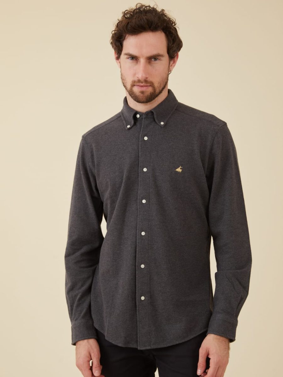 חולצת פולו בצבע אפור שרוול ארוך פורור5