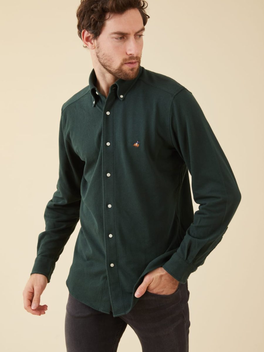 חולצת פולו בצבע ירוק שרוול ארוך פורור4