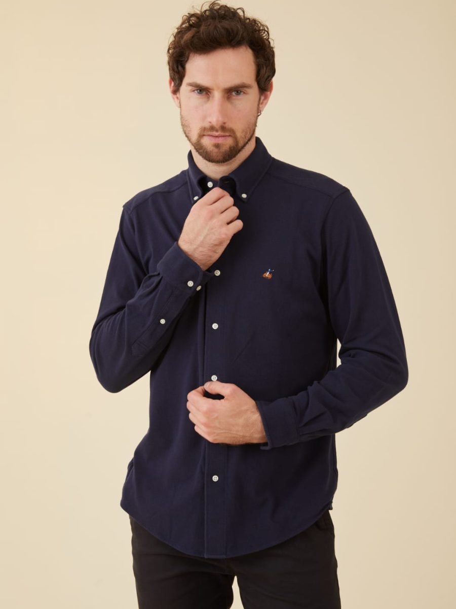 חולצת פולו בצבע כחול שרוול ארוך פורור6