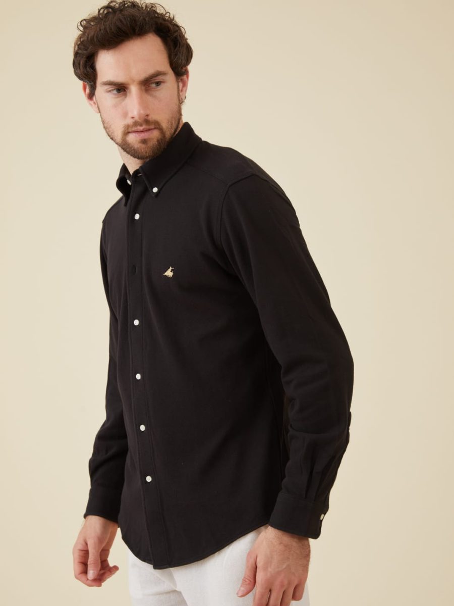 חולצת פולו בצבע שחור שרוול ארוך פורור2