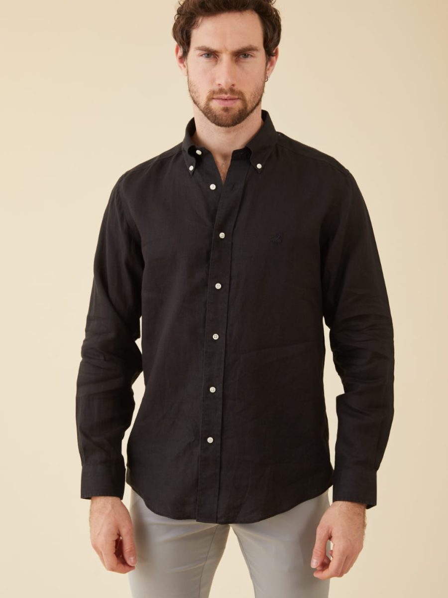 חולצת פשתן בצבע שחור3