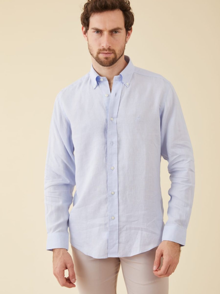 חולצת פשתן בצבע תכלת5