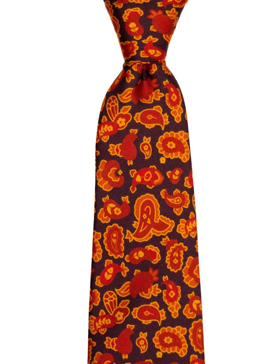 עניבה-בצבע-שחור-בדוגמא-כתומה